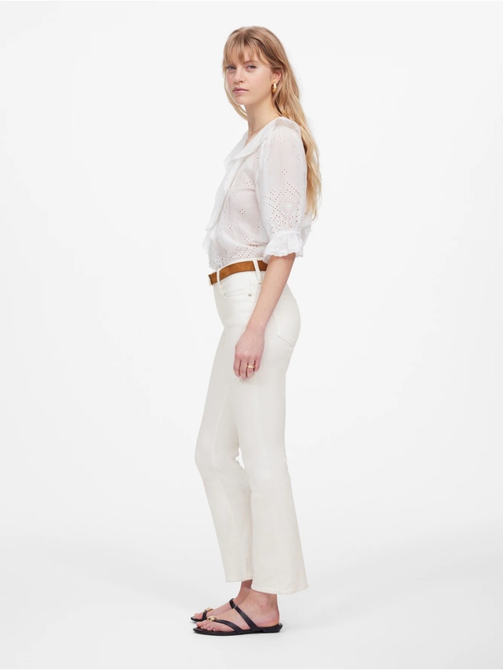 Madewell White Mid Rise kick out jeans size 25 - Picture 3 of 9